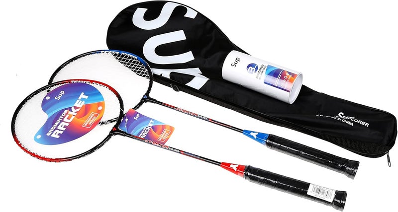 SUP Iron Alloy Badminton Racket Combo Set 2 Pcs Rackets With 3 Pcs Shuttlecock